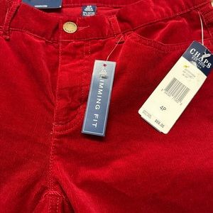 NWT Chaps Ralph Lauren Women’s Slimming Fit Corduroy Pants Size 4P Red MSRP $59